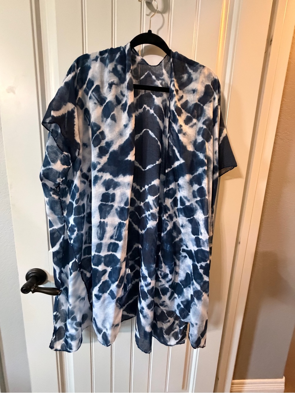 just be Blue and White Tie-Dye Open-Front Men's Shirt